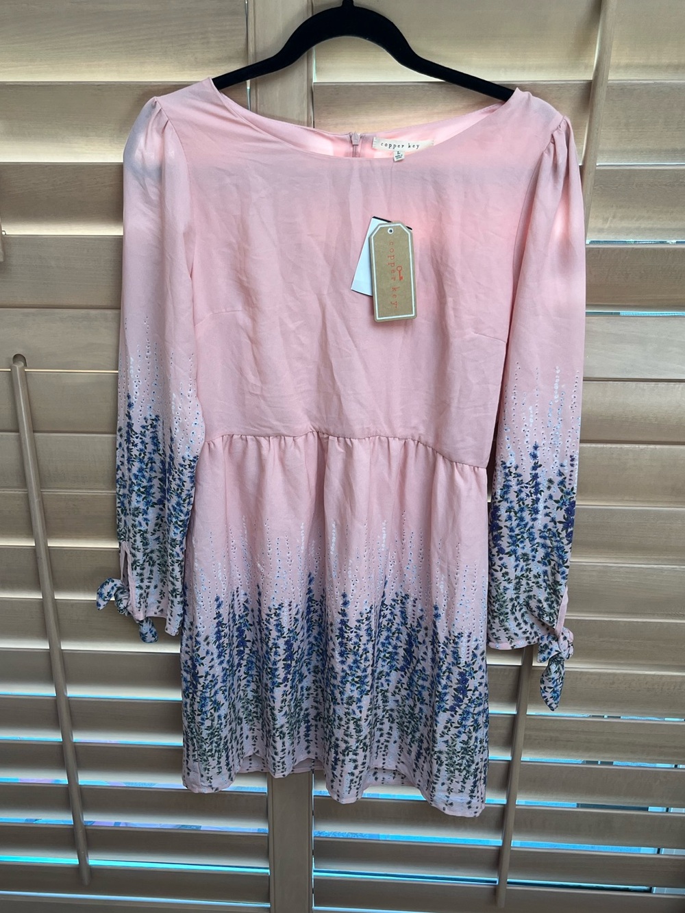 NWT Pink Floral Border Long-Sleeve Dress